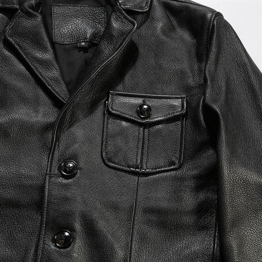 Blazer de Cuero Casual Abotonado Simple - Image 15