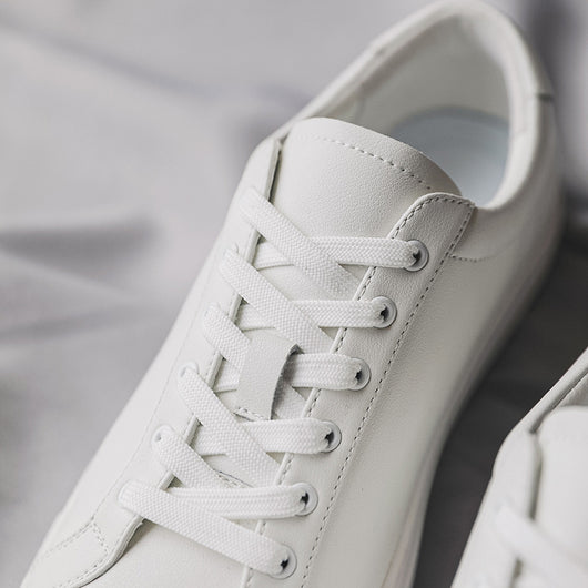 Tenis Blancos de Cuero Respirable con Suela Plana - Estilo Versátil - Image 4