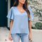 Blusa Suelta con Cuello en V y Mangas Volantes