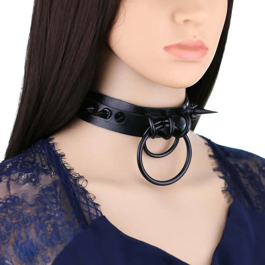 Collar Choker Punk con Remaches y Hebilla - Unisex Negro - Image 11