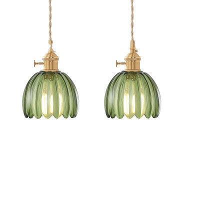 Lámpara Colgante Retro Japonesa Cobre y Vidrio Ámbar - Image 10