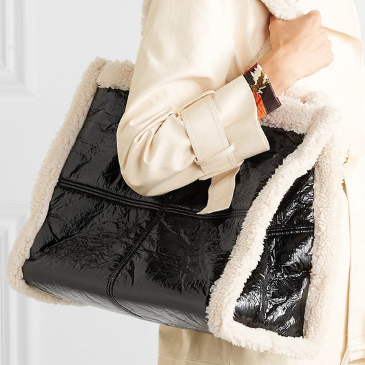 Bolso Tote de Lana Cuadrillé con Costuras Reforzadas - Image 12