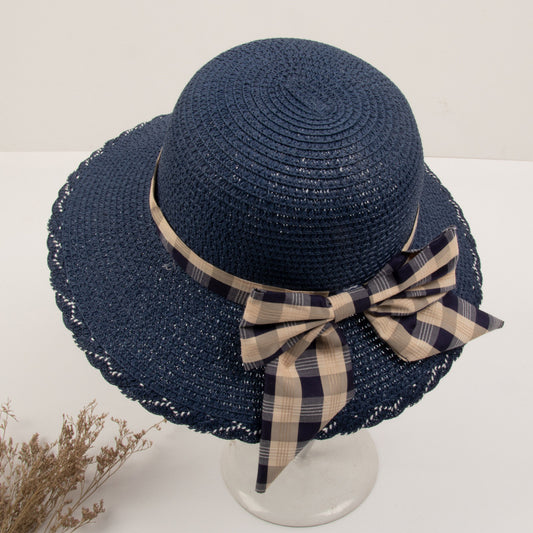 Sombrero de Paja Coreano con Moño - Protección Solar Elegante