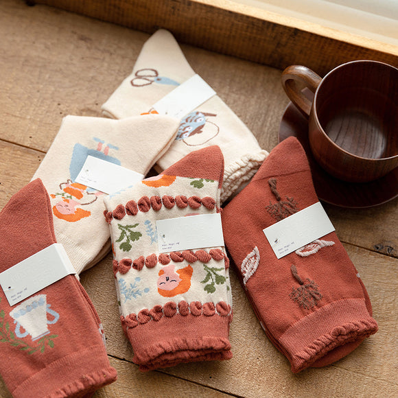 Calcetines Retro Estilo Japonés Ins para Mujer - Tubo Medio Hyuna