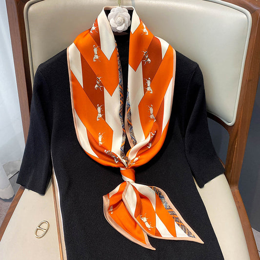 Pañuelo de Seda Estampado Reversible para Mujer - Calidez y Estilo