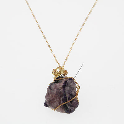 Collar Tejido a Mano con Colgante de Piedra de Cristal Geométrico Irregular - Image 7