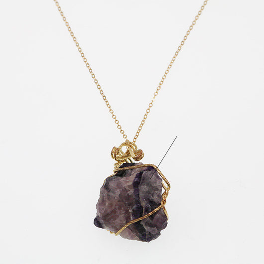 Collar Tejido a Mano con Colgante de Piedra de Cristal Geométrico Irregular - Image 7
