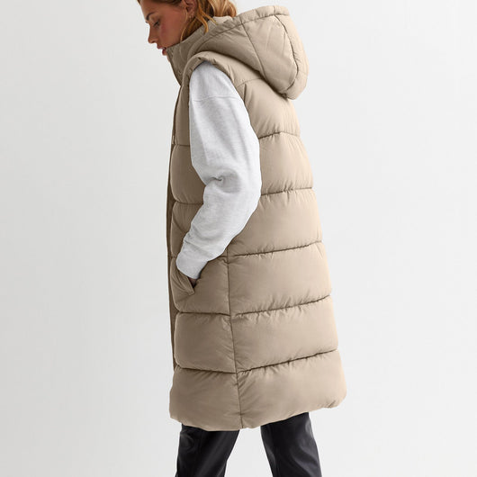 Chaleco Abrigo Mujer Capucha Solapa Única Colores Lisos - Image 22