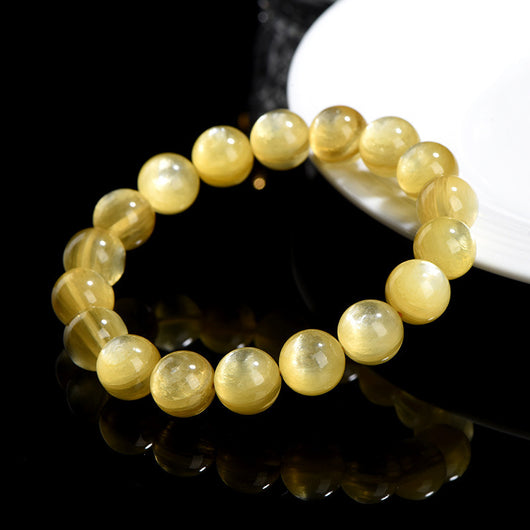 Pulsera de Cuentas Redondas Dragón Dorado con Mica Amarilla - Image 2