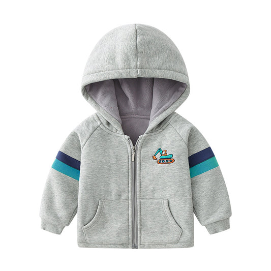 Chaqueta Infantil de Terciopelo Acolchada con Bordados Animados - Image 2