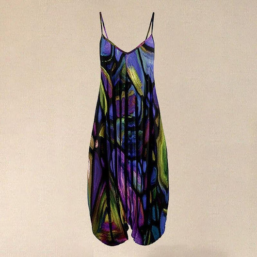 Jumpsuit Holgado con Estampado Étnico y Tirantes para Playa - Talla Plus - Image 11