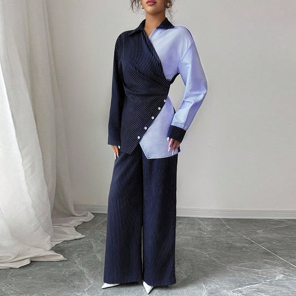 Traje Ejecutivo con Contraste: Camisa Manga Larga y Pantalón Recto