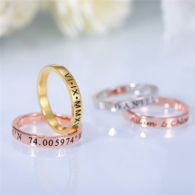 Anillo de Plata Esterlina S925 Personalizado Brillante para Hombre