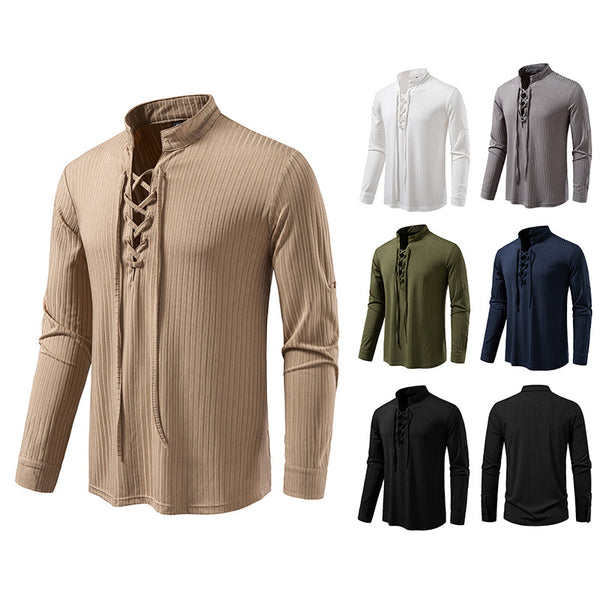 Playera Casual de Manga Larga con Cordón Ajustable para Hombre