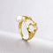 Anillo de Plata S925 Bañado en Oro 18k con Perla y Diseño Calado