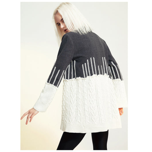 Chaqueta de Punto Jacquard Patchwork con Borde Deshilachado - Image 7