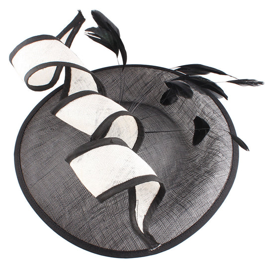 Sombrero de Malla Elegante para Novia y Eventos Formales Blanco y Negro - Image 2