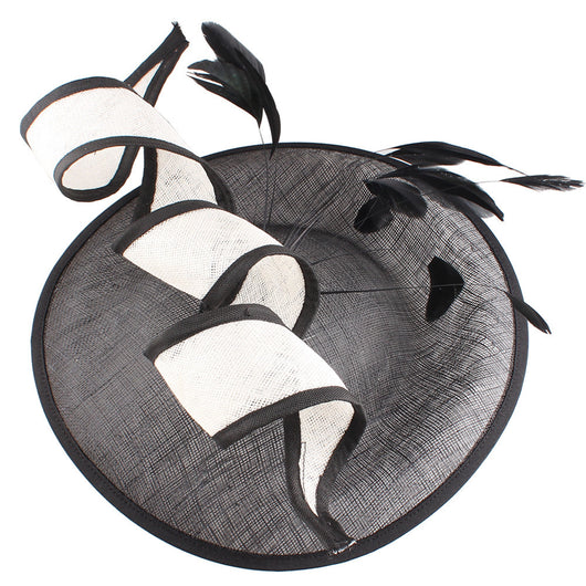 Sombrero de Malla Elegante para Novia y Eventos Formales Blanco y Negro - Image 2