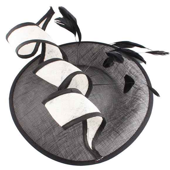 Sombrero de Malla Elegante para Novia y Eventos Formales Blanco y Negro