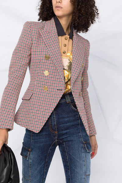 Blazer Cuadros Pied de Gallo Mujer Doble Botonadura Manga Larga - Image 17