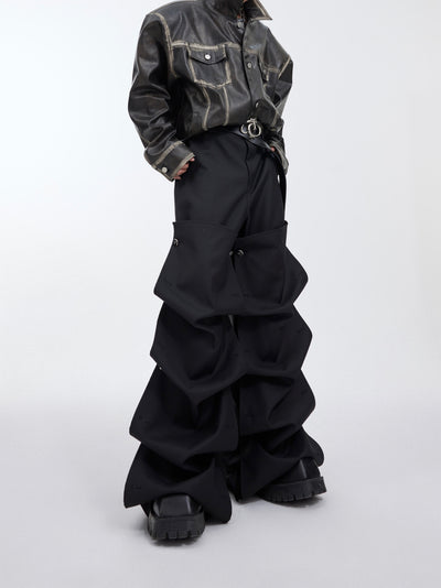 Pantalones Cargo Talle Alto con Costuras Fruncidas y Corte Holgado - Image 2