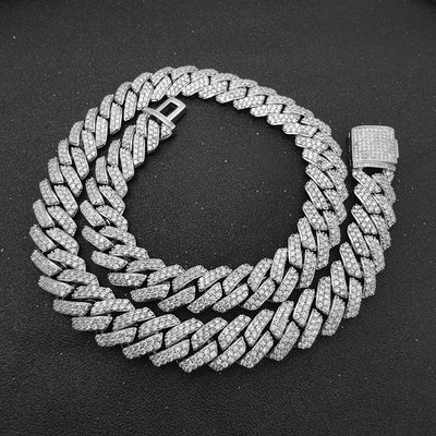 Cadena Cubana de Oro con Diamantes de Circón Doble Fila 15mm - Image 9