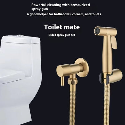 Conjunto Bidet con Pistola de Agua Acero Inoxidable Negro y Dorado