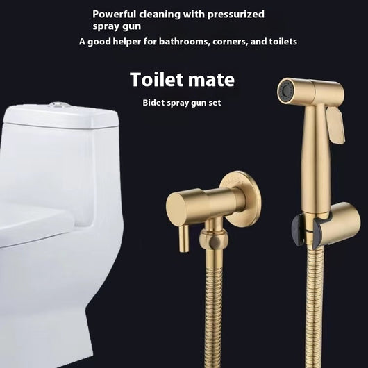 Conjunto Bidet con Pistola de Agua Acero Inoxidable Negro y Dorado