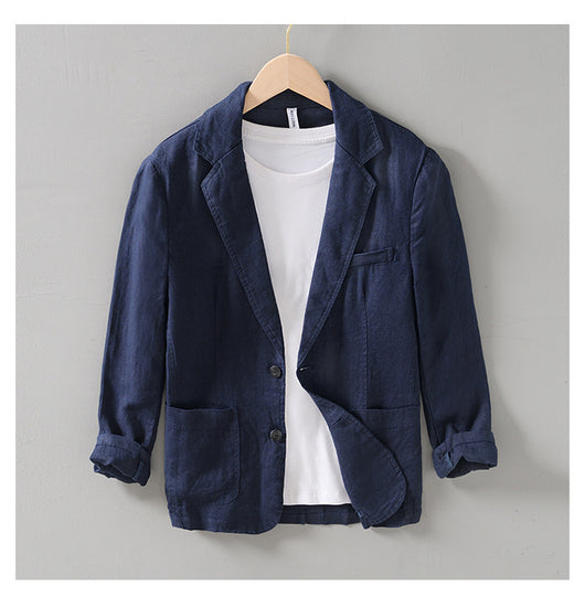 Traje de Lino con Cuello Clásico - Diseño Retro Fácil de Combinar - Image 8