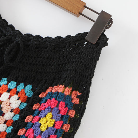 Pantalones Tejidos a Mano con Flores en Cintura Alta - Image 10