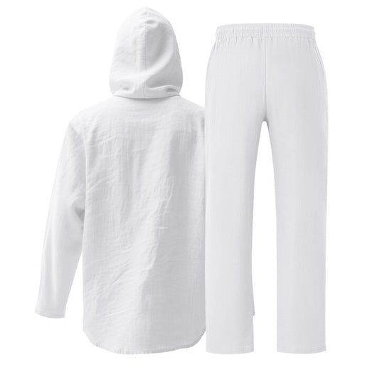 Conjunto de Camisa y Pantalón de Lino Holgado con Capucha - Comodidad Respirante - Image 17