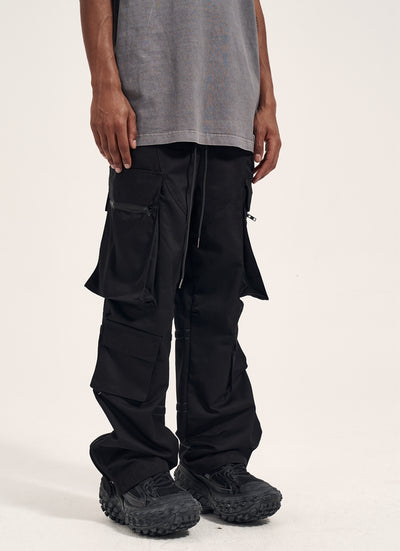 Pantalones Casuales Retro para Hombre con Bolsillos Múltiples y Cierre Lateral - Image 3