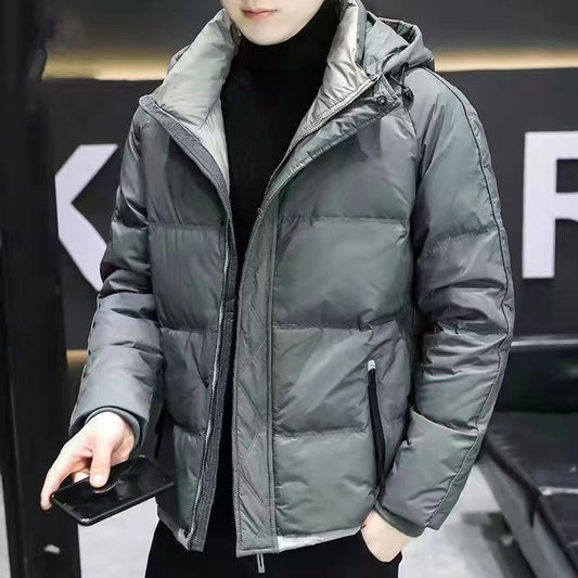 Chaqueta Acolchada con Capucha de Plumón de Pato Blanco Premium