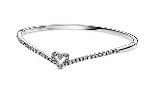 Pulsera de Plata Esterlina con Diamante en Forma de Corazón