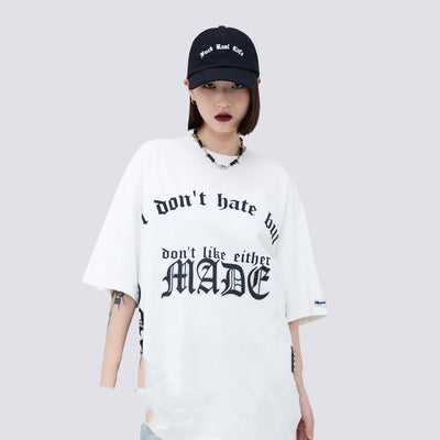 Camiseta Unisex de Algodón con Letras Góticas y Estampado Fashion