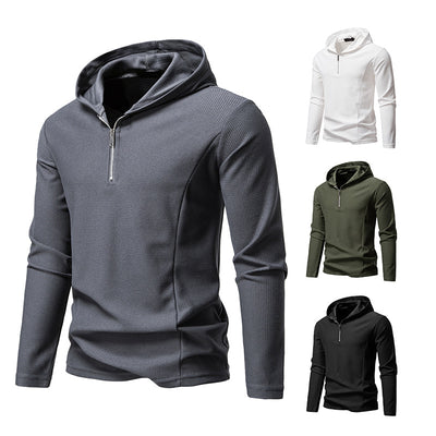 Sudadera Casual con Cierre Medio y Capucha - Manga Larga Colores Sólidos - Image 3
