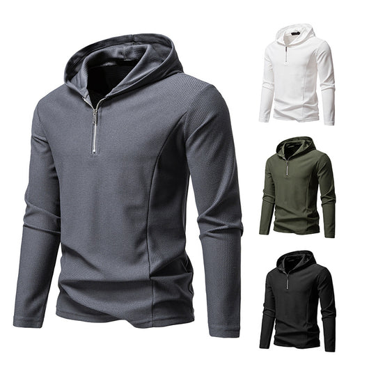 Sudadera Casual con Cierre Medio y Capucha - Manga Larga Colores Sólidos - Image 3