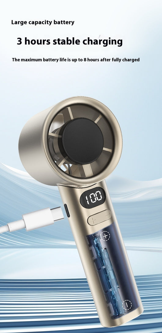 Starry Gray handheld fan with a digital display showing '100' and control buttons, featuring a sleek, modern design. - Image 24