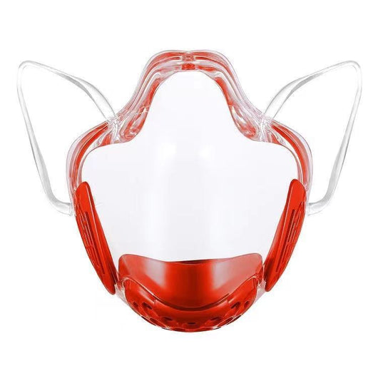 Transparent full face protective mask with blue chin guard and clear ear loops, designed for anti-splash and dust protection. - Image 2