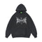 Sudadera Vintage Negra Oversize con Detalles Desgastados