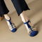 Sandalias Elegantes con Tacón Grueso y Hebilla en Gamuza de Cordero