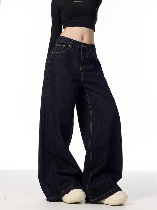 Jeans Retro Americano Tiro Alto Azul Oscuro - Image 15