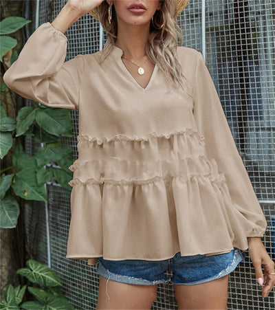 Blusa Cuello V con Volantes en Dobladillo - Image 3