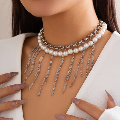 Collar Retro Doble Capa con Borla de Perla - Accesorio Elegante para Mujer - Image 8