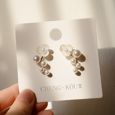 Aretes de Perla Metálica con Forma de Flor - Image 7