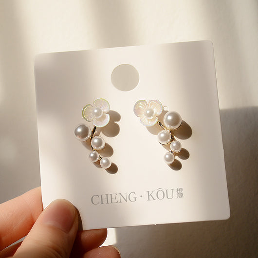 Aretes de Perla Metálica con Forma de Flor - Image 7