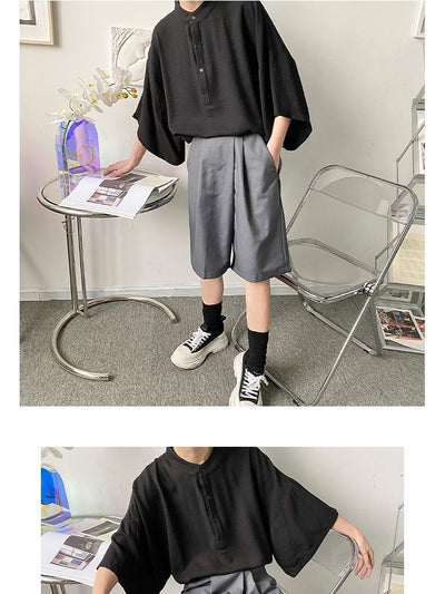 Camisa Japonesa Ligera para Hombre con Cuello Mao de Manga Corta - Image 10