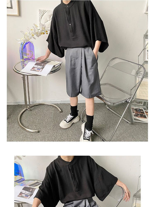 Camisa Japonesa Ligera para Hombre con Cuello Mao de Manga Corta - Image 10