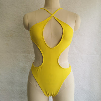 Traje de Baño Enterizo Liso Escote Espalda Descubierta Diseño Sofisticado - Image 10