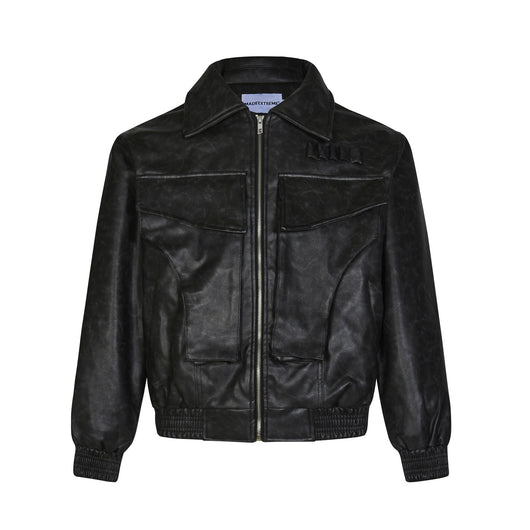 Abrigo de Cuero PU Estilo Urbano Retro con Bolsillos Grandes - Image 4